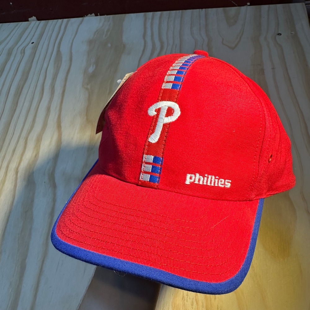 Logo Athletic Philadelphia Phillies MLB Red Blue Stripe Baseball Cap Hat NWT